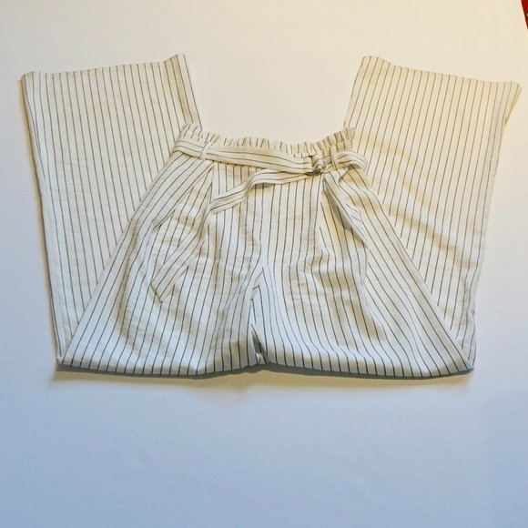 💚 WILLIAM B Wide Leg Striped Belted Pants (M) - Picture 2 of 14